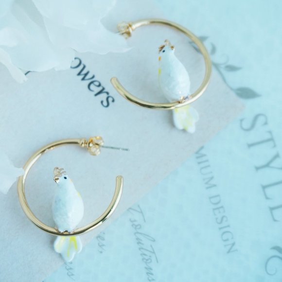 Bill skinner parrot earrings bird earrings animal earrings enamel earrings - Picture 10 of 10